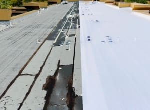 Commercial flat roofing project.